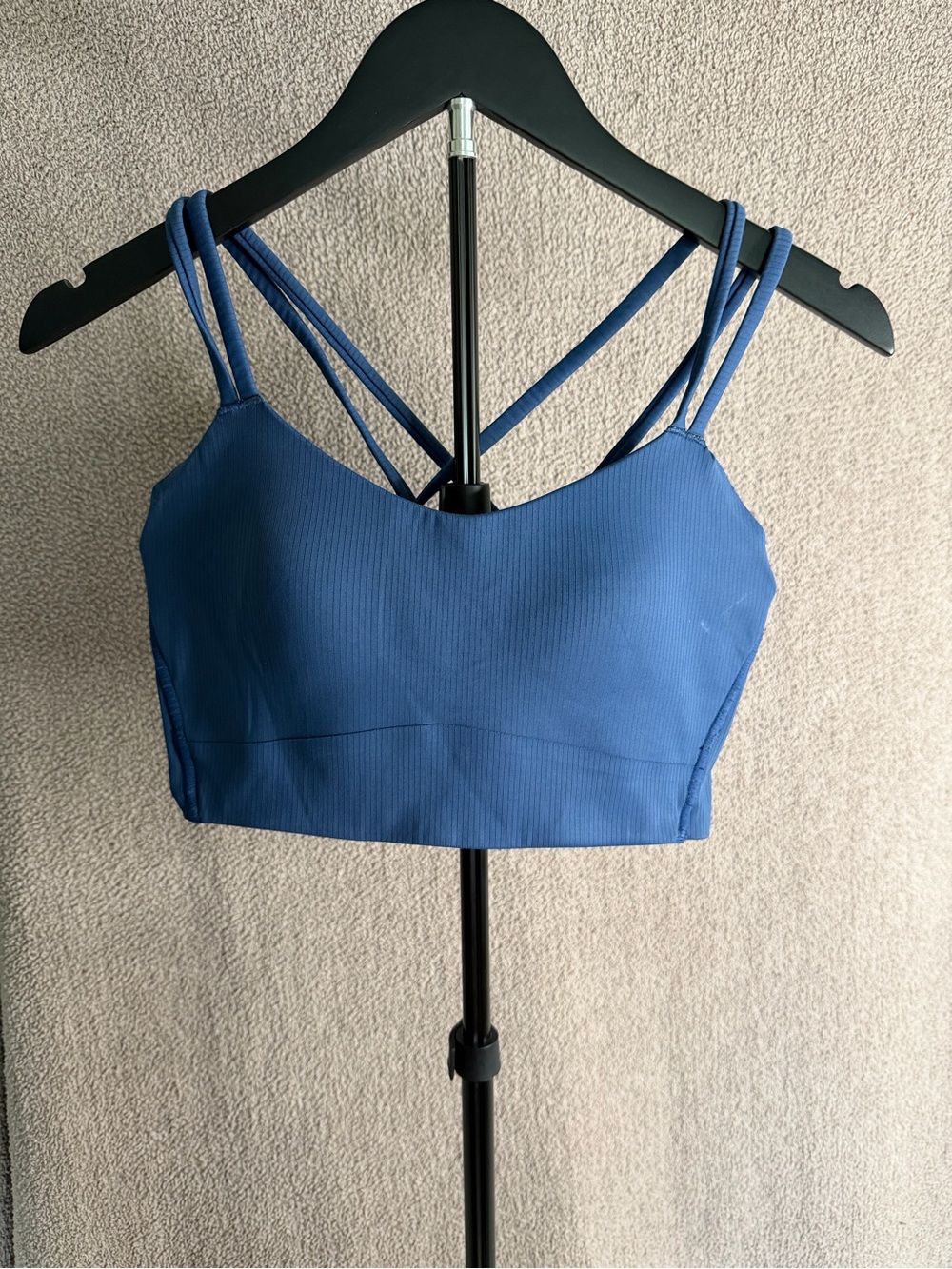 Move Theology Blue Strappy Back Padded Sports Bra Size Medium
